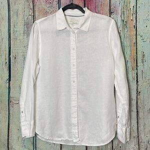 J. Crew White Casual Button-up Baird McNutt 100% Irish Linen Shirt 12p